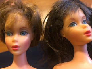 4 VINTAGE Mattel - 1966 Brunette Barbie Dolls Made in Japan Sandy,  Twiggy,  Stacy, 3