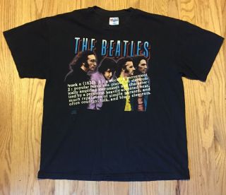 Vintage The Beatles Rock Definition Xl Black T Shirt Xl W/ 2 Sided Color Prints