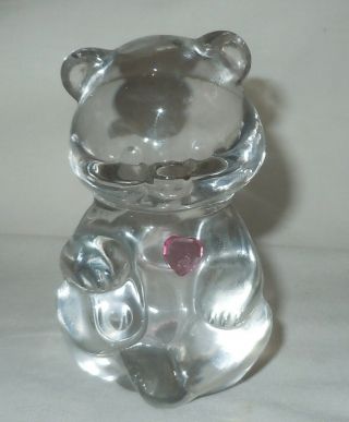 Fenton October Bear Figurine Art Glass (pink Heart) Birthstone Month Rose Zircon