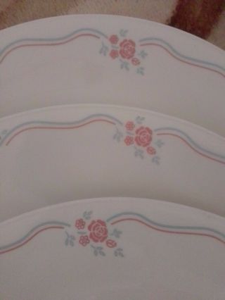 4 Corelle English Breakfast Pattern Pink Flowers 10.  25” Dinner Plates