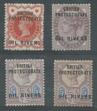 Niger Coast (oil Rivers) 1892 Overprints 1/2d - 5d (4) Sg1 - 5 Hinged (2002)