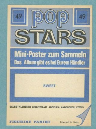 1975 THE SWEET GLAM BRIAN ANDY PANINI ROCK POP STARS MINI POSTER STICKER NR 2