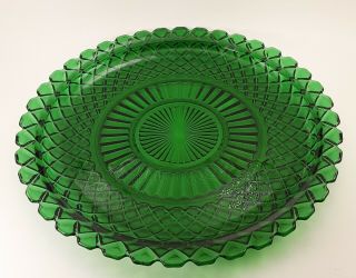 Vintage Anchor Hocking - Waterford Round Emerald Green 13 3/4 " Glass Platter