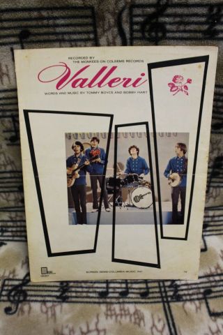 Monkees 1968 Valleri Sheet Music 4 Pages Dolenz Jones Nesmith Rare Tork Vintage