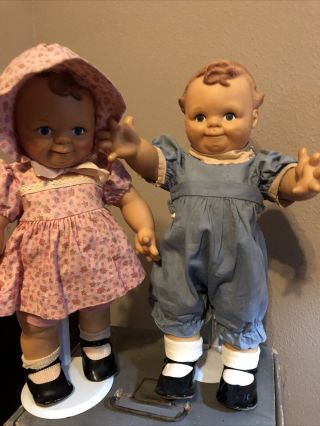 1973 Cameo Scootle Dolls.  15” Boy And 15” Girl In Clothes.