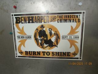 Ben Harper And The Innocent Criminals Burn To Shine 1999 Promo Poster Virgin