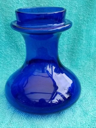 Vintage Hand Blown Cobalt Blue Baluster Hyacinth Vase