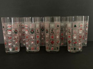 8 Vintage Culver Limited Holiday Christmas Potpourri Tall Tumbler Glasses