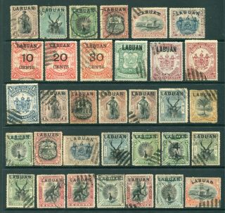 Old Malaya Labuan O/p Selection Of 33 X Stamps