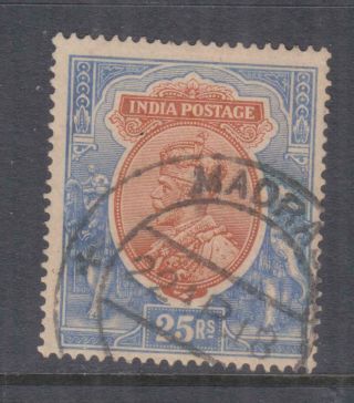 India,  1913 Kgv,  Star Watermark,  25r.  Orange & Blue, .