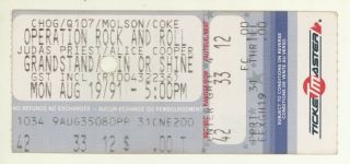 Rare Judas Priest Alice Cooper 8/19/91 Toronto Ontario Canada Ticket Stub