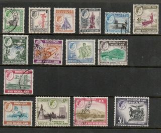 Rhodesia & Nyasaland 1959 Full Set Of Stamps To One Pound S.  G.  18 - 31