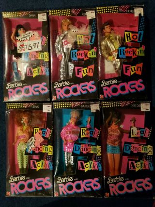 1986 Barbie And The Rockers Barbie Dana Diva Dee Dee Ken Derek Pre Owned