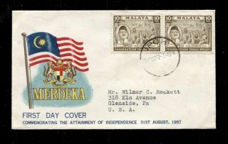 Malaya Federation 1957 Independence First Day Cover