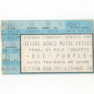 Deep Purple & Scorpions Concert Ticket Stub Texxas Jam 8/24/85 Perfect Strangers