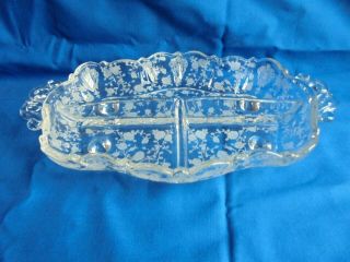 Vintage Large and Small Cambridge Rose Point Etched Glass Divided Relish Dishes 2
