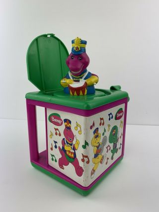 Vintage 1997 Hasbro Barney And Friends Jack In The Box Musical Toy - Music Off Key