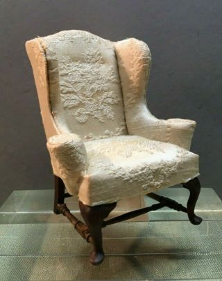 Wing Chair By Betty Valentine,  Very Detailed,  Vintage Miniature Artisan