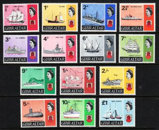 Gibraltar — Scott 186//199 (sg 200//213) — 1967 Ships — Mnh — Scv $44.  90