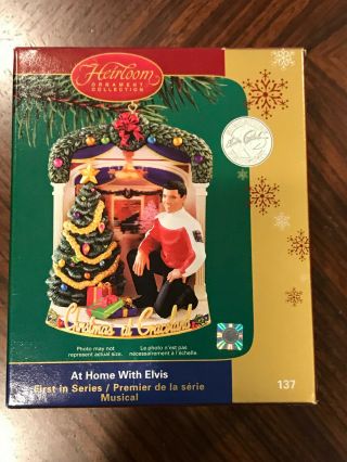 At Home With Elvis 2005 Carlton Cards Heirloom Musical Christmas Ornament 137