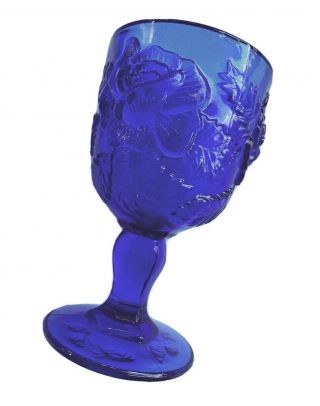 Madonna Inn Large Goblet 6.  5” Lg Wright / Le Smith Glass Cobalt Vintage