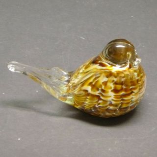 Vintage Art Glass Bird Paperweight Signed Joe St Clair Gold Amber White Clear