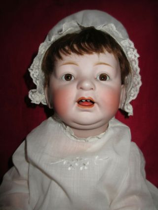 Antique 16 " Bisque Head Kestner 226 Character Baby Doll W Brown Eyes,  Mohair Wig