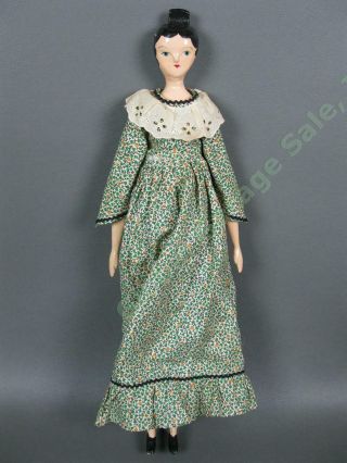 Antique Hand - Carved Wood Queen Anne Style 18 " Wooden Companion Doll Figurine Nr