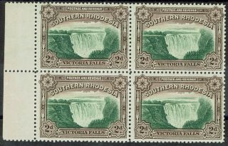 Southern Rhodesia 1935 Victoria Falls 2d Mnh Block Perf 12.  5