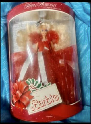 Vintage 1988 Happy Holidays Christmas Barbie - -