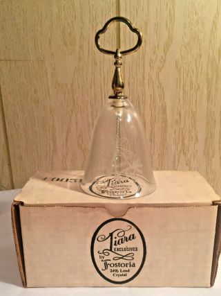 6.  5” Fostoria 1986 Lead Crystal Greetings Etched Glass Bell Nos