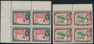 British Guiana 1963 - 65 3 Values in Blocks of 4 Very Fine Unmounted 2