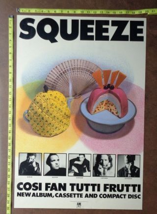 Squeeze Poster,  30x20 ",  Very Rare,  Record Company Tutti Fruitti
