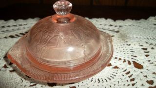 Vintage Pink Depression Glass Round Butter Dish With Lid Miniature