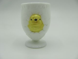 Westmoreland Milk Glass Egg Cup Or Toothpick Holder 3d Yellow Chick Footed