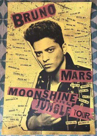 Bruno Mars The Moonshine Jungle Tour Concert Poster 36 " X24 "