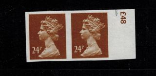 24p Pair Stamp Total Imperf Mistake Error X969 Machin Mnh Sg £280