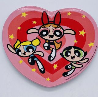 Vintage 1999 The Powerpuff Girls Heart Shaped Melamine Pink Plate Zak Designs