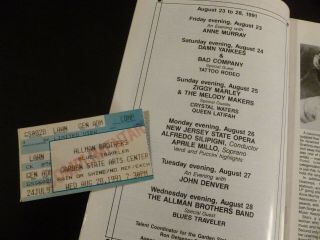 Allman Brothers Band Blues Traveler 1991 Concert Ticket Stub & Program Gsac Nj