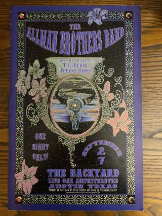 Allman Brothers Band Poster 2002 Austin Texas Live Oak Amphitheatre Concert Rare