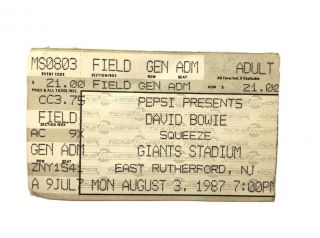 1987 David Bowie Concert Ticket Stub The Glass Spider Tour
