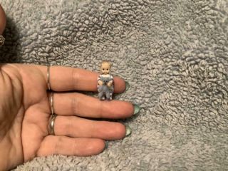 Miniature Handmade Mini 1/24 Half Scale Baby Boy Toddler & Teddy Bear Toy Ooak