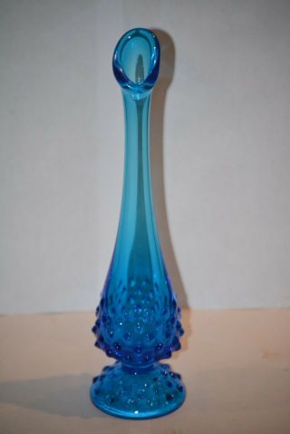 Vintage Fenton Colonial Blue Hobnail Bud Vase 10 "