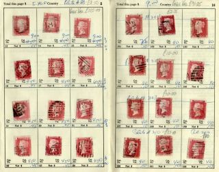 Gb Qv 1858 1d Penny Red Plates X 192 Stamps On 16 Old Approval Pages Sg43/44