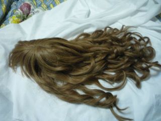 antique german doll human hair long wig brown size 17 - human hair doll wig 2