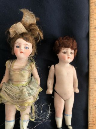 Vintage German,  Glass Eyed,  Bisque,  Dollhouse Dolls
