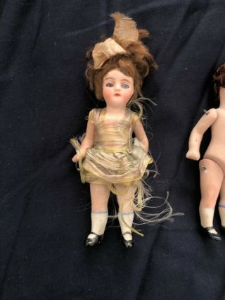 Vintage German,  Glass Eyed,  Bisque,  Dollhouse Dolls 3