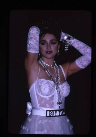 Madonna Sexy Early White Lace Vintage Photo Agency Duplicate 35mm Transparency