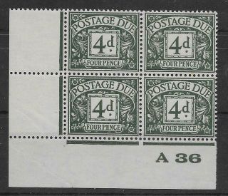 Great Britain - Edward Viii Postage Dues: 1936 4d Grey - Green A36 (i - 19354