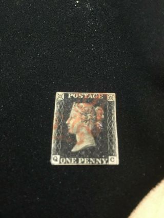 1840 Qv 1d Penny Black Stamp Qc Maltese Cross Cancellation 3 Margins